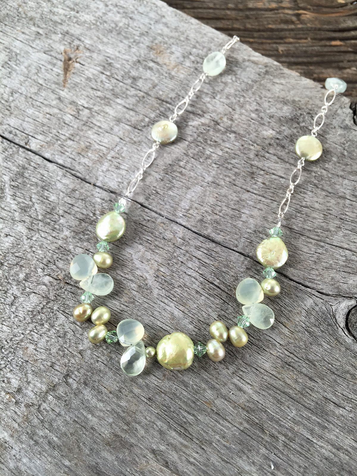 8x8.5mm Dyed Green Rice Freshwater Pearls Beads - Image 2