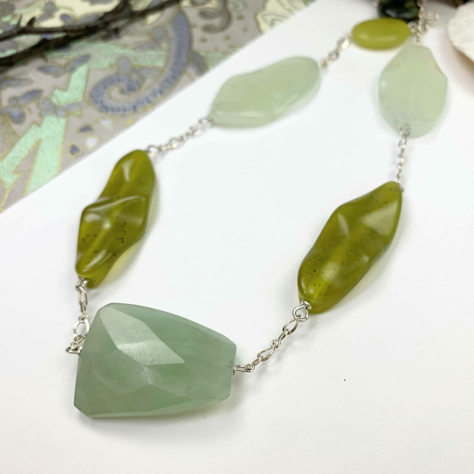 40x20mm Waved Marquise Serpentine (New Jade) Beads - Image 2