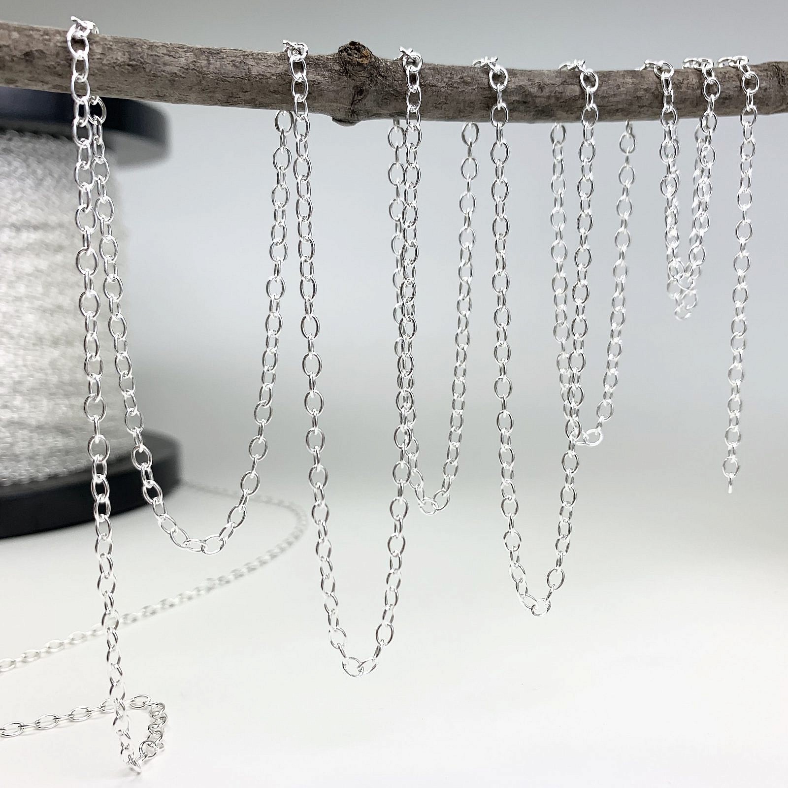 3mm Cable Oval Chain By the Meter Sterling Silver .925