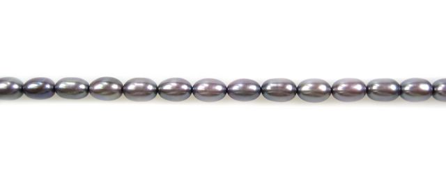 6x8mm Dyed Greyish Purple Rice Freshwater Pearls Beads - Image 2