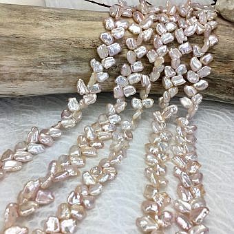 7x10mm Pink Tulle Biwa Freshwater Pearls Beads
