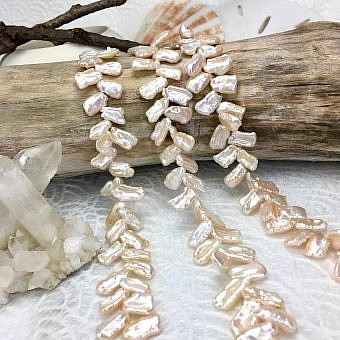 10x15mm Light Peach Biwa Freshwater Pearls Beads