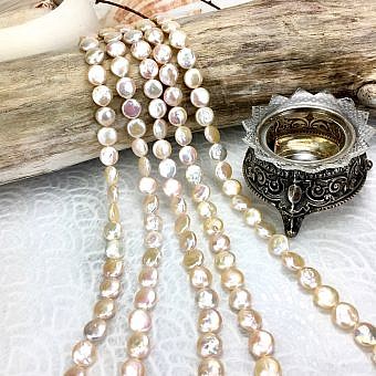 10x10mm Peach Coin Freshwater Pearls Beads