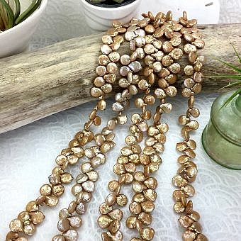 10x12mm Dyed Coffee Coin with Tail Freshwater Pearls Beads