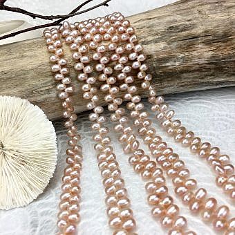 5x6mm Pink Tulle Rice Freshwater Pearls Beads