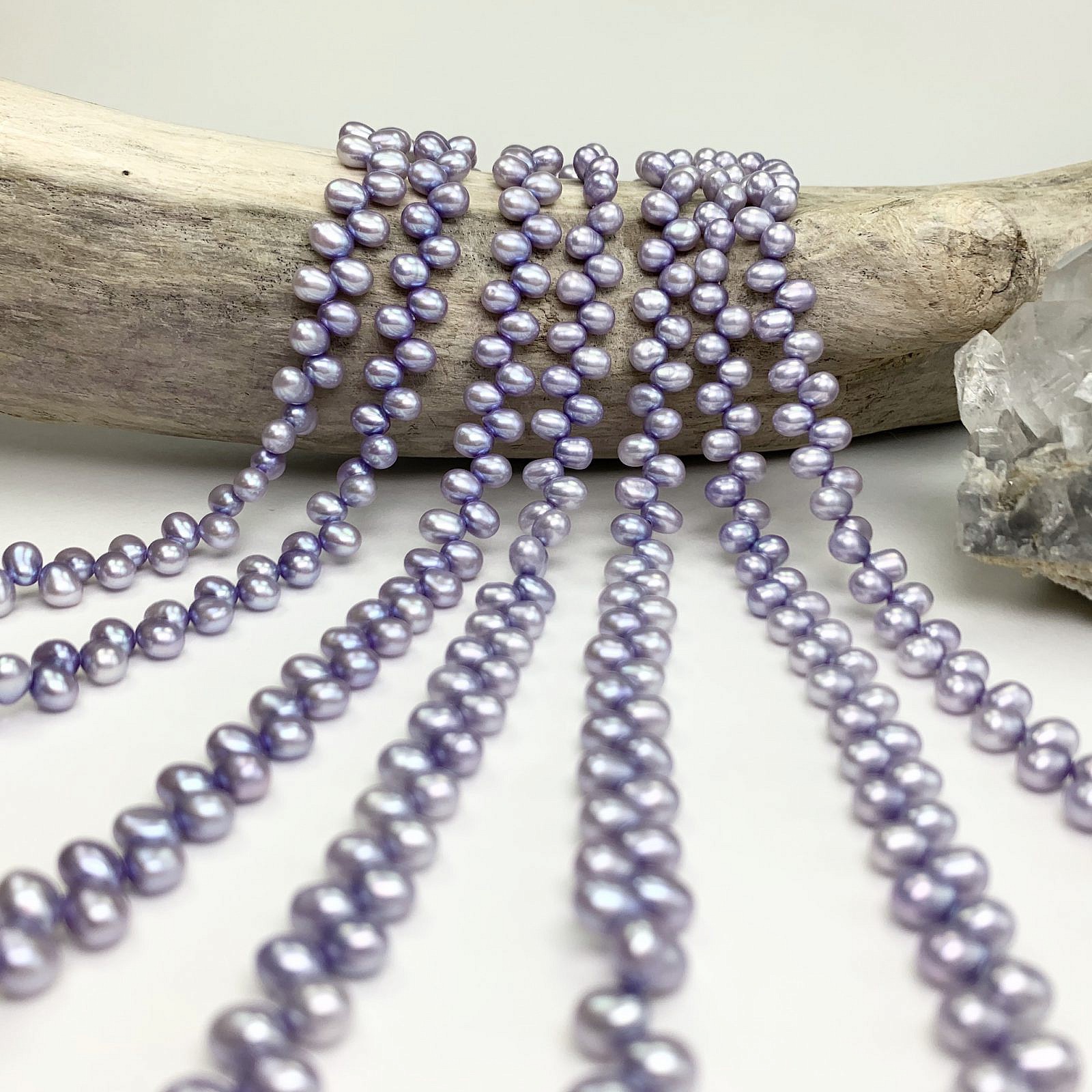 5.5x6mm Dyed Lavender Blue Rice Freshwater Pearls Beads