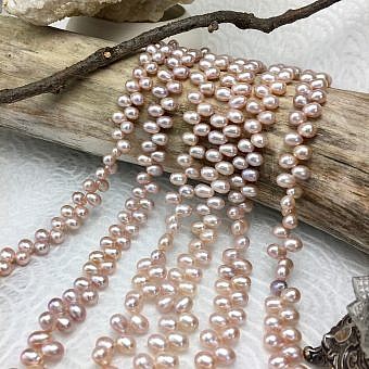 6x7mm Pink Tulle Rice Freshwater Pearls Beads