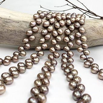 8x10mm Dyed Dark Brown Champagne Rice Freshwater Pearls Beads