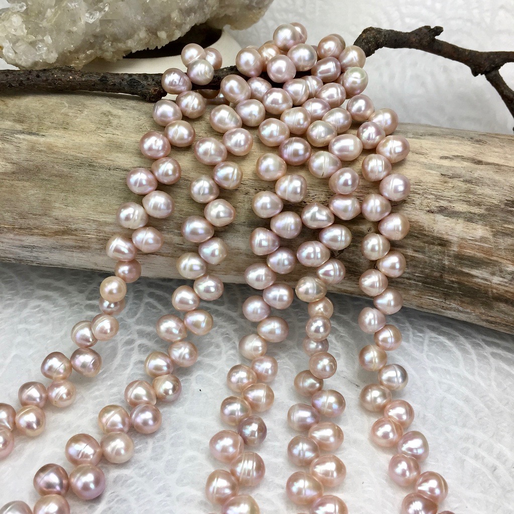 8x10mm Pink Tulle Rice Freshwater Pearls Beads