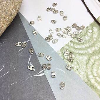 Brushed Mini Block End Clasps Sterling Silver .925 - Charms