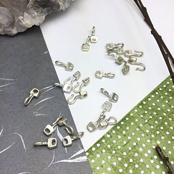 Brushed Mini Block Hook Clasps Sterling Silver .925