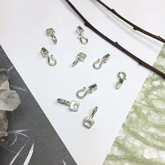 Mini Block Hook Clasps Sterling Silver .925