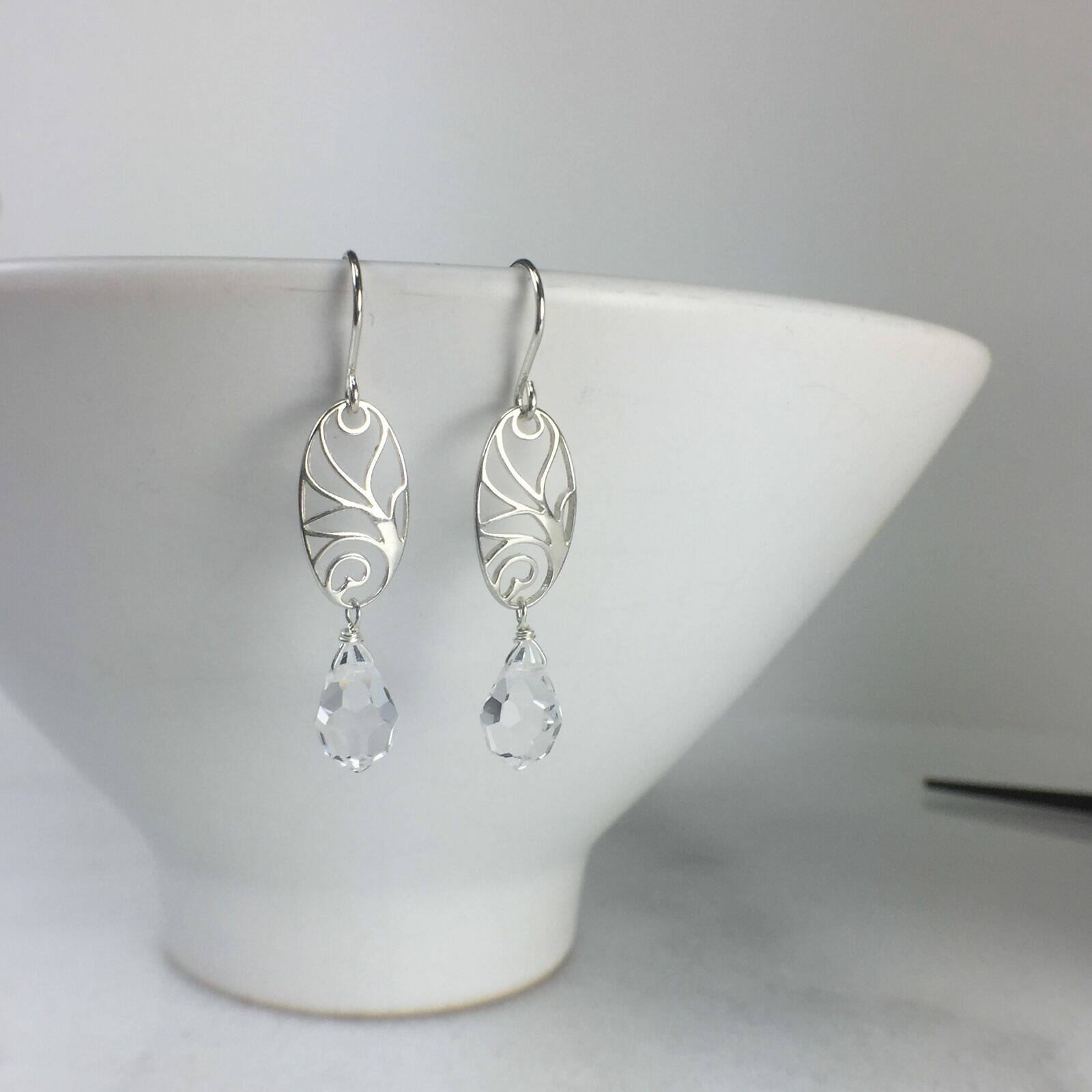 Tree Sapling Curved Oval Vines Sterling Silver .925 Amoracast - Connectors Pendants Charms - Image 3