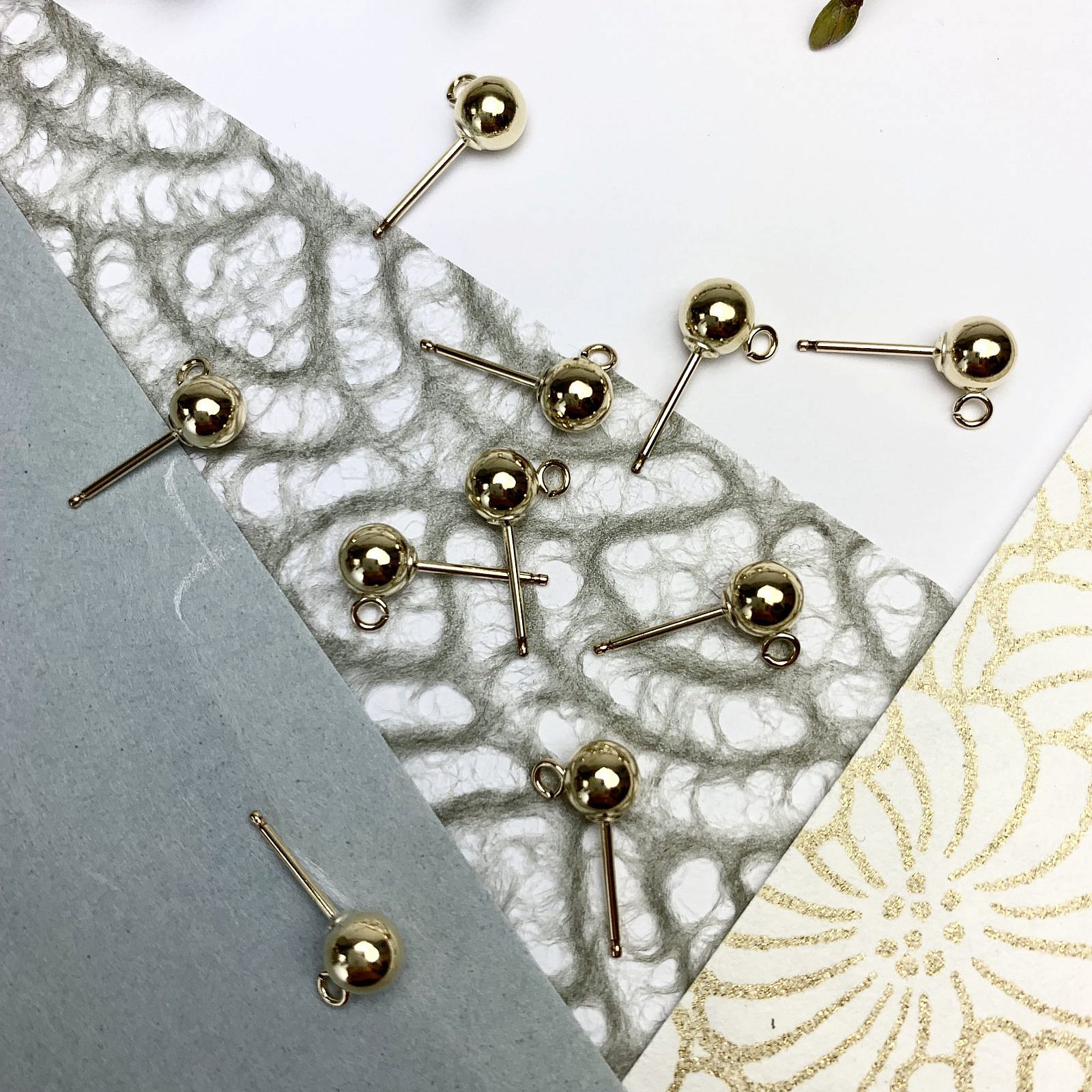 5mm Ball with Open Loop Studs Earrings 14kt Gold Filled