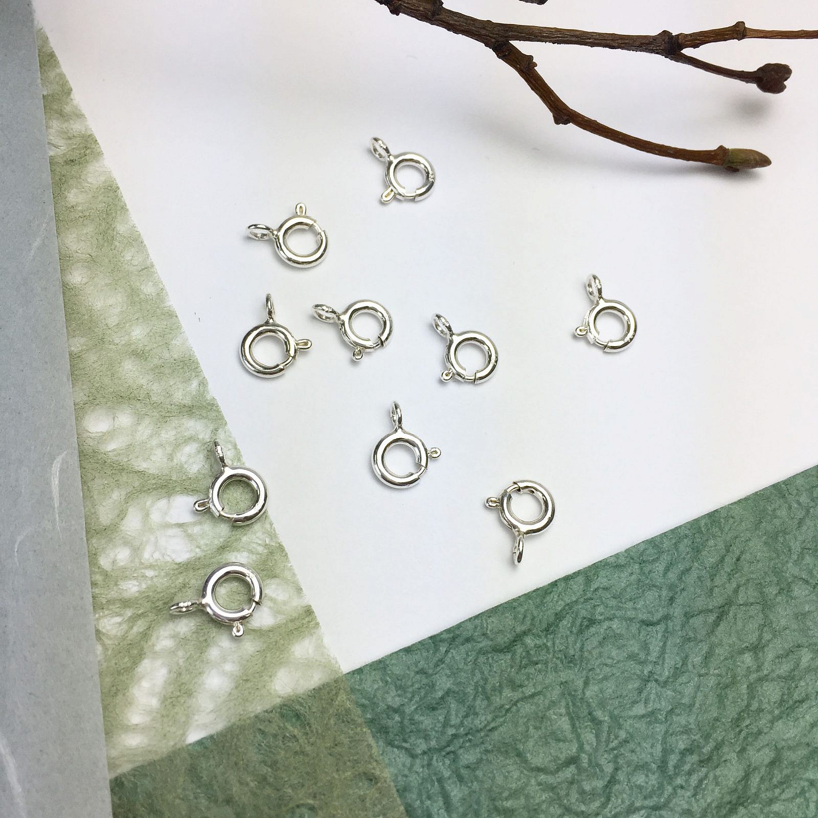 6mm Round Spring Lock Clasps- Open Ring Sterling Silver .925