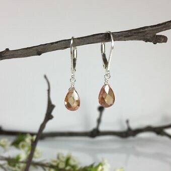 Alternative view of 9x6mm Yellow Topaz Faceted Flat Pear Teardrop Cubic Zirconia Crystals Beads
