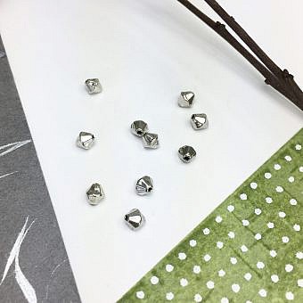 Bicone Faceted Beads Sterling Silver .925