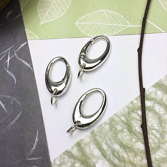 14 x 22mm Oval Push In Lobster Claw Clasps Sterling Silver .925