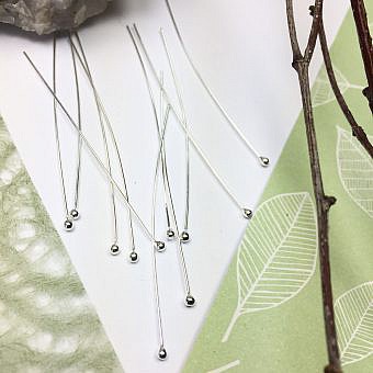 24ga 50mm Ball Pins Sterling Silver .925