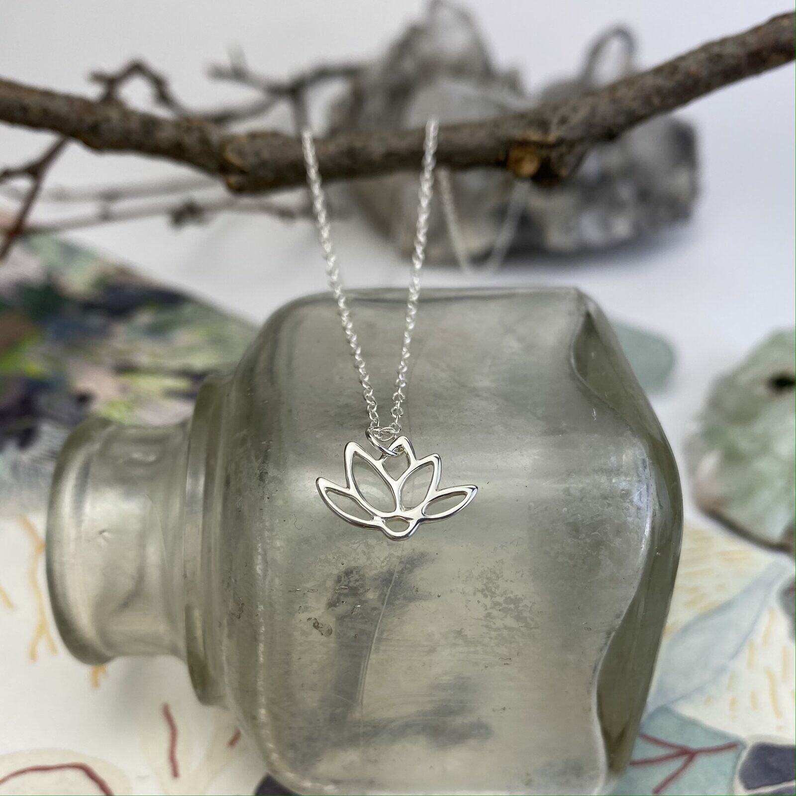Classic Lotus Flower Bloom Sterling Silver .925 Amoracast - Connectors Pendants Charms - Image 2