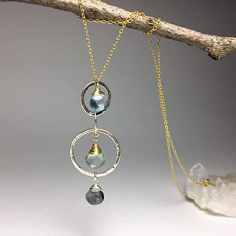 Alternative view of Hammered Triple Link Round Circle Sterling Silver .925 Amoracast - Connectors Pendants Charms