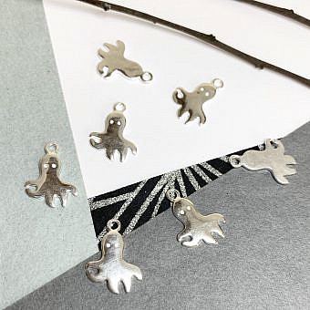Ghost Octopus Stamping Disc Blanks Sterling Silver .925 - Pendants Charms