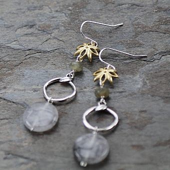Alternative view of Tiny Leaf Organic Branch Frame Toggle Antique Sterling Silver .925 Amoracast