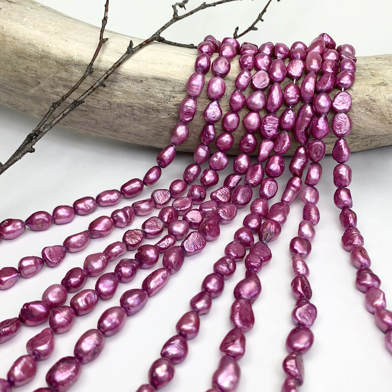 8.5x10.5mm Dyed Violet Nugget Freshwater Pearls Beads