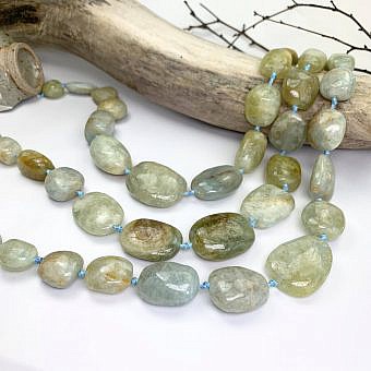 20x25mm Smooth Irregular Nugget Aquamarine Beads