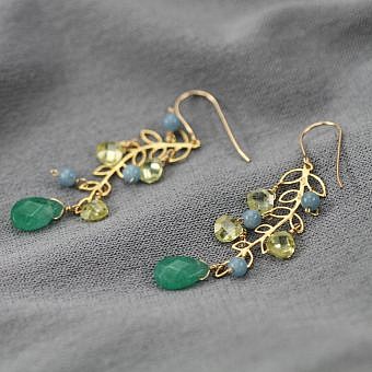 Alternative view of Willow Leaf Branch Brushed 14kt Gold Vermeille Amoracast - Connectors Pendants