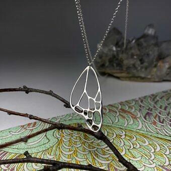 Alternative view of Large Butterfly Wing Sterling Silver .925 Amoracast - Connectors Pendants