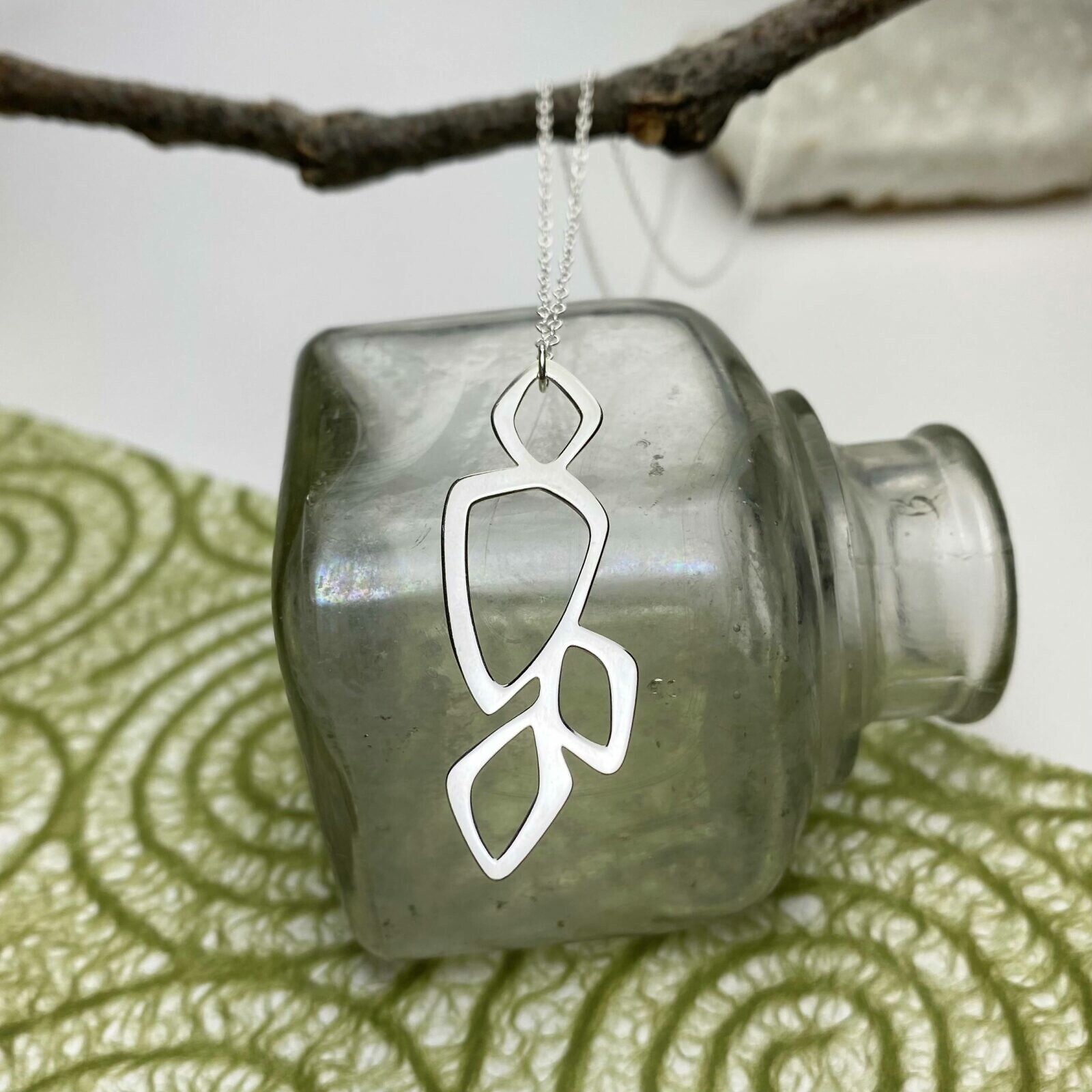 Large Abstract Leaves Drops Cluster Sterling Silver .925 Amoracast - Connectors Pendants - Image 2