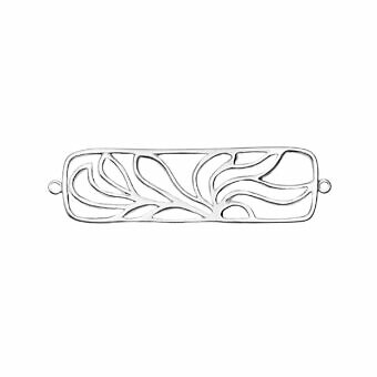 Swirling Flower Petals Rectangle Bar Sterling Silver .925 Amoracast - Connectors Pendants