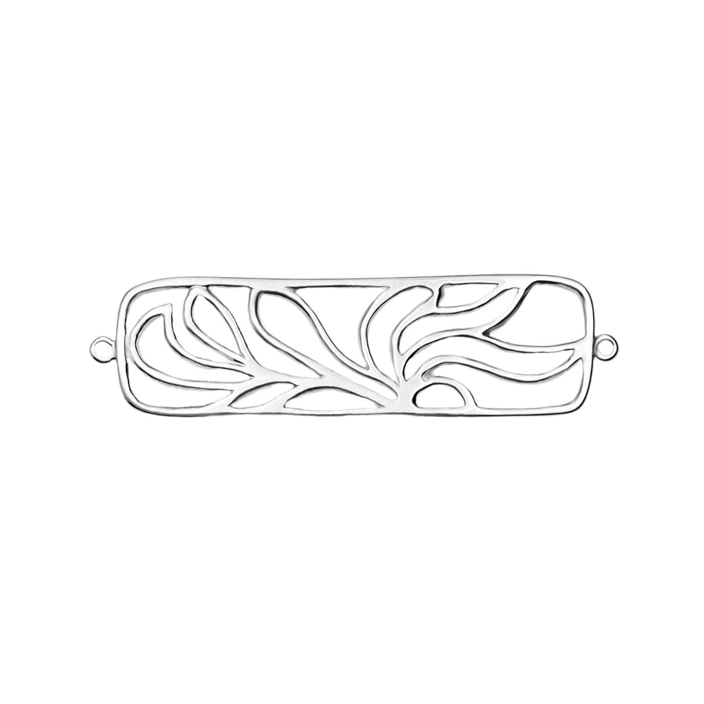 Swirling Flower Petals Rectangle Bar Sterling Silver .925 Amoracast - Connectors Pendants