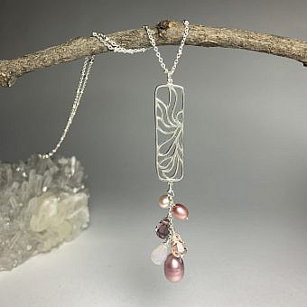 Alternative view of Swirling Flower Petals Rectangle Bar Sterling Silver .925 Amoracast - Connectors Pendants