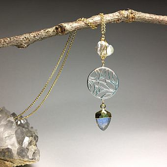 Alternative view of Swirling Flower Petals Round Circle Sterling Silver .925 Amoracast - Connectors Pendants Charms