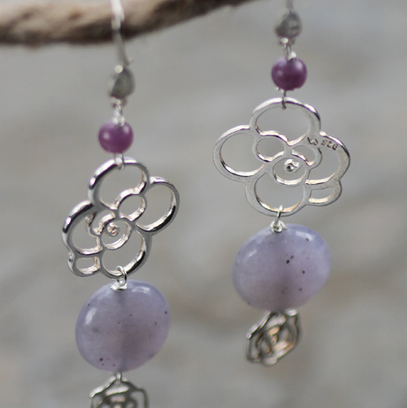 Small Rose Bloom Flower Sterling Silver .925 Amoracast - Connectors Pendants Charms - Image 4