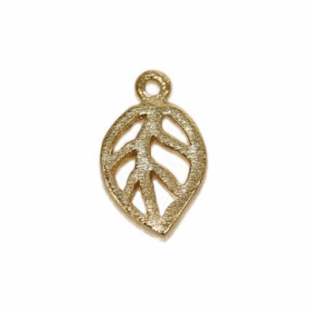Tiny Leaf Open Filigree Brushed 14kt Gold Vermeille Amoracast - Connectors Pendants Charms