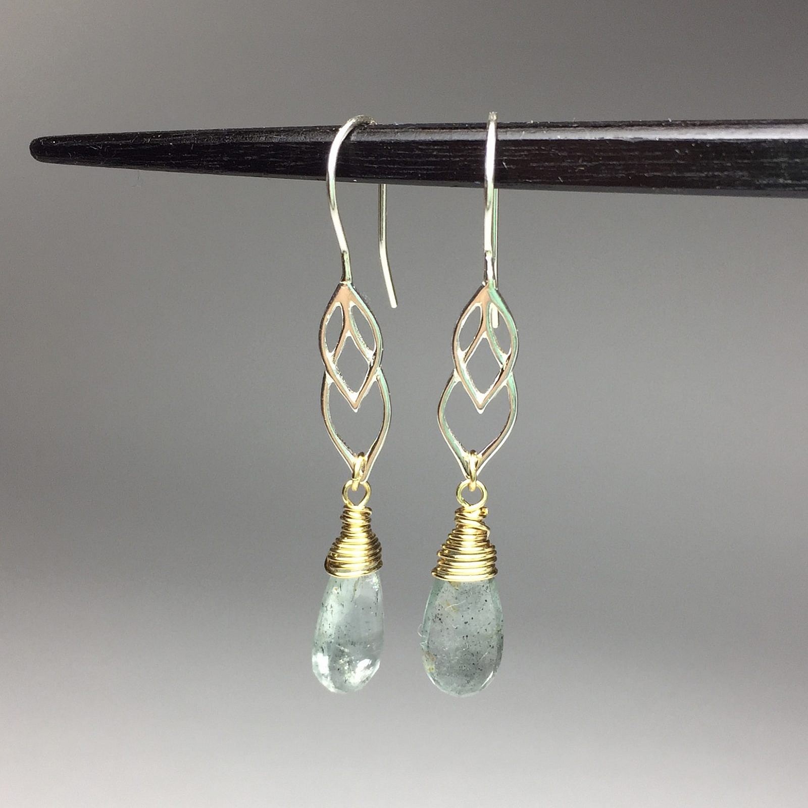 Double Marquise Leaves Hook Earrings Sterling Silver .925 Amoracast - Image 2
