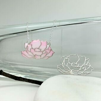 Alternative view of Large Blooming Peony Flower Sterling Silver .925 Amoracast - Pendants Charms
