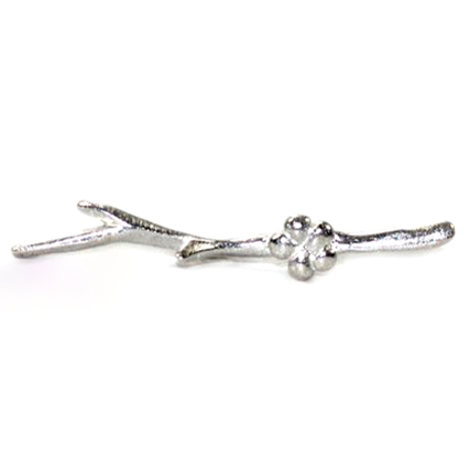Tiny Cherry Blossom Flower with Branch Toggle Bar Brushed Sterling Silver .925 Amoracast