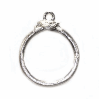 Tiny Bird with Branch Frame Toggle Brushed Sterling Silver .925 Amoracast