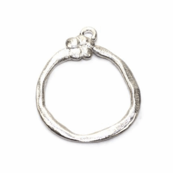 Tiny Cherry Blossom Flower with Branch Frame Toggle Brushed Sterling Silver .925 Amoracast