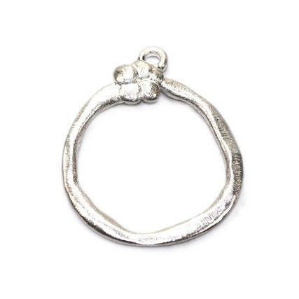Tiny Cherry Blossom Flower with Branch Frame Toggle Brushed Sterling Silver .925 Amoracast