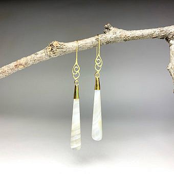 Alternative view of Clouds Hook Earrings Satin 14kt Gold Vermeille Amoracast