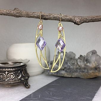 Alternative view of Large Dragonfly Wing Brushed 14kt Gold Vermeille Amoracast - Connectors Pendants