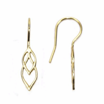 Double Marquise Leaf Hook Earrings Brushed 14kt Gold Vermeille Amoracast