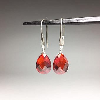 Alternative view of Large Pendulum Marquise with Loop Hook Earrings Sterling Silver .925 Amoracast