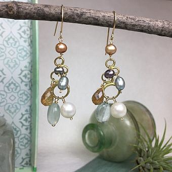 Alternative view of Circle Bubble Cluster Brushed 14kt Gold Vermeille Amoracast - Connectors Pendants