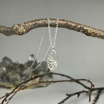 Alternative view of Tree Sapling Curved Oval Vines Sterling Silver .925 Amoracast - Connectors Pendants Charms